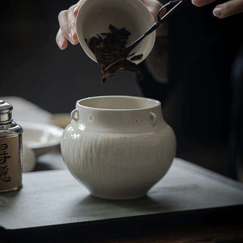 弥言草木灰陶瓷建水手工茶洗大号杯洗家用干泡水盂茶道配件茶渣斗