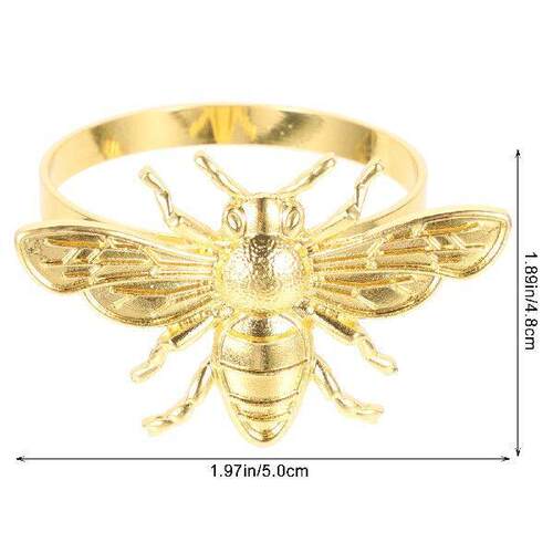 6pcs Gold Bumblebee Napkin Rings Bee Shaped Napkin Holders