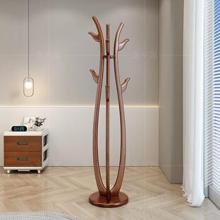 新中式实木树形衣帽架挂衣架卧室衣服架办公室简约风加高加粗落地