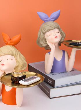 新款创意盘家居件蝴蝶结145女孩树脂托摆关客厅玄茶几收纳装饰品
