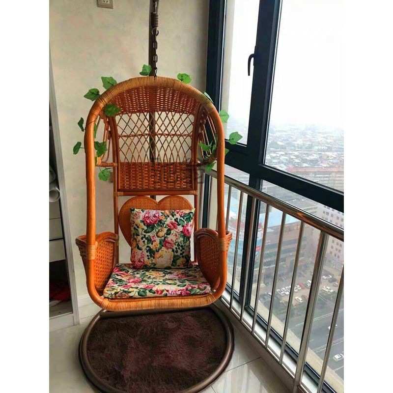 pq真藤吊篮藤椅吊床室内家用懒人摇椅阳台吊兰摇篮椅子户外秋千吊