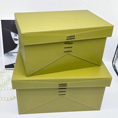 现代轻样板皮革865间收纳箱酒店楼处奢软装售饰品摆件卧室衣服收