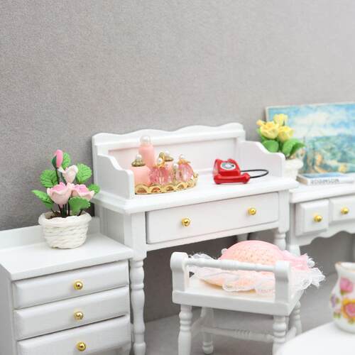 1：12迷你娃娃屋家具摆件微缩书桌OB11电脑桌dollhouse书房摆件