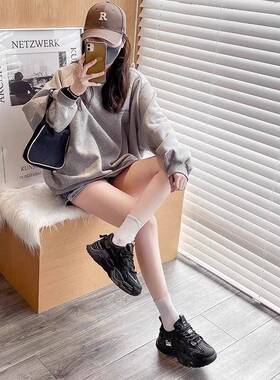 厨房鞋女防水防滑黑色工作鞋软底舒适上班秋季透气鞋老爹鞋