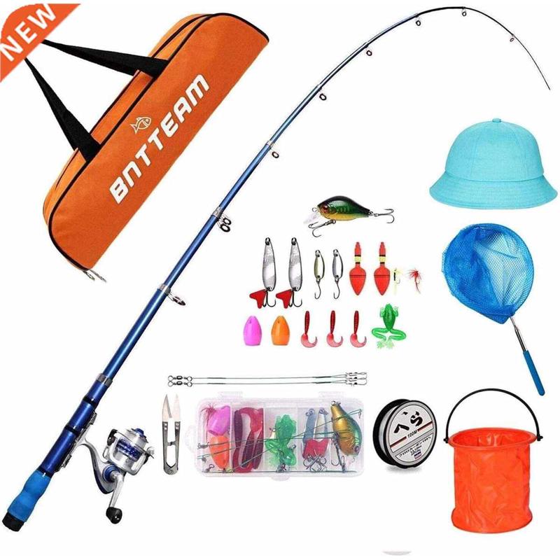 BNTTEAM Mini Spinning Reel Rod Combos With Telescopic Fishin