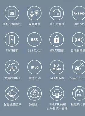 普联（TP-LINK）AX1800双频千兆Wi-Fi6面板AP 企业酒店别墅全屋wi
