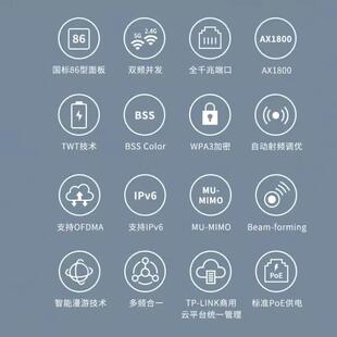 普联（TP-LINK）AX1800双频千兆Wi-Fi6面板AP 企业酒店别墅全屋wi