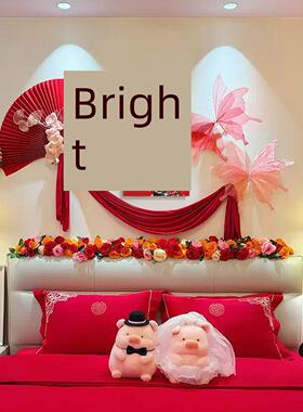 婚礼装饰幸福字Kt板床边卧室新房婚纱婚纱照片背景新房新房婚房布