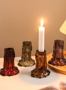 跨境复古树根水晶蜡烛装饰摆件