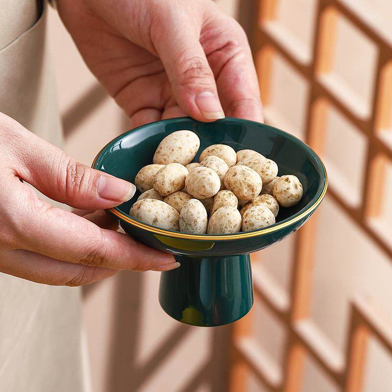 陶瓷高脚小吃碟高颜值家用茶点水果盘子零食点心干果坚果小味碟