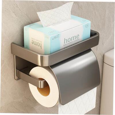 Toilet Paper Holder Wall Mounted Tube Tray Tissue Box Shelf