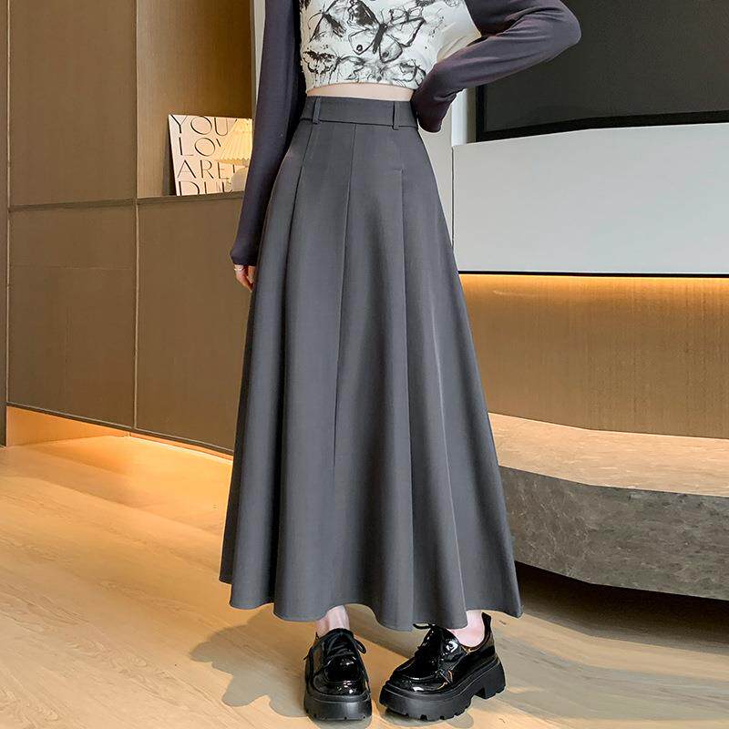 半身裙女春夏季百褶裙学院风西装a字中长高腰显瘦气质高级感裙子