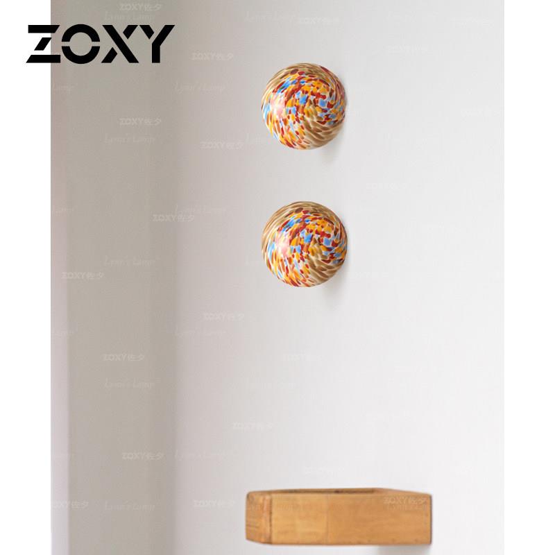 z道yox中古壁 灯圆球MD-10-82过灯彩色玻璃月球玄关卧室床头包豪