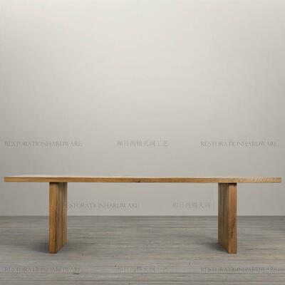 美式法乡村简木约实美大板桌北黑0427-300胡桃木餐桌式复古原木做
