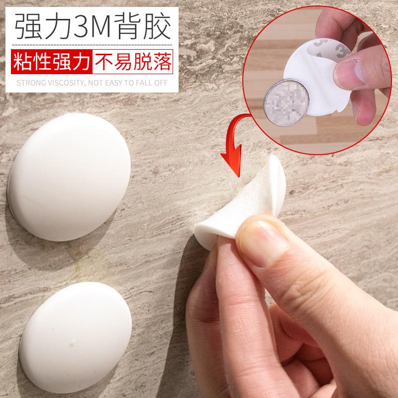 顶谷 100只装 4CM直径圆形硅胶防撞片墙面防撞贴门把手门锁防碰片