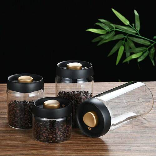 Press-type Coffee Beans Vacuum Sealed Tank Glass Food Storag