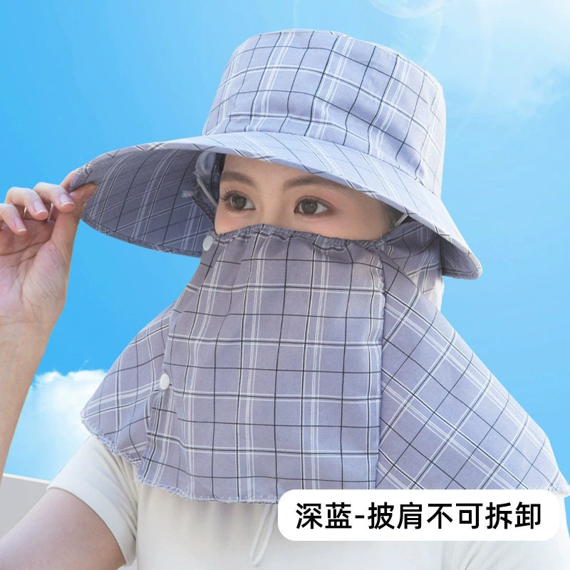 季女防紫外线太阳帽骑车防风帽防晒遮脸帽子采茶帽布帽