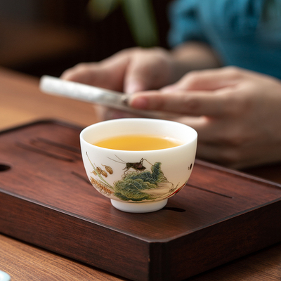 羊脂玉白瓷主人杯单杯男女通用建盏杯个人专用高档功夫茶具品茗杯