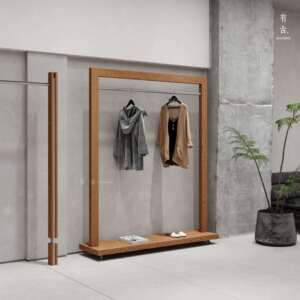 服装店展示架带轮中岛货架陈列架女装简约落地挂衣架复古道具