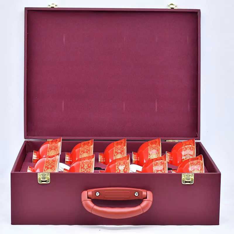 喜碗套装批发、红瓷饭碗10个 结婚喜碗新婚礼品陶瓷餐具礼品碗单