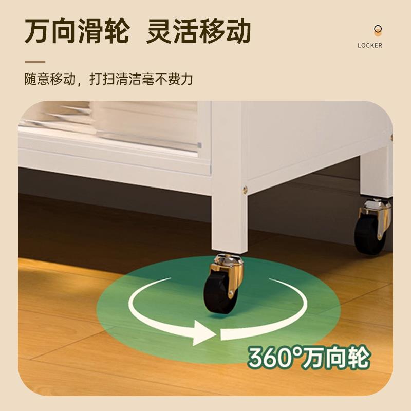 家用带门多功能橱柜书架柜防尘储物柜落地多层收纳柜子厨房置物架