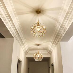 玻璃灯入户室过381道房高级感少女儿童卧床头瓣 花玄关小吊灯日式