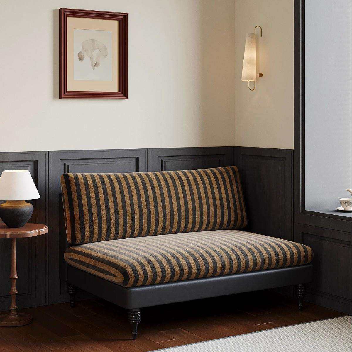 繁花美式复古布艺单人沙发椅法式别墅客厅小户型高背拆洗休闲沙发