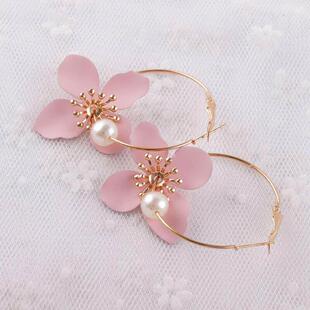 Elegant All Fresh Pink match Paint Sweet Ear Wom Ring Flower