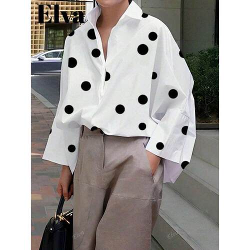Women's Loose Large Collar front drop shoulder Sleeve Shirt