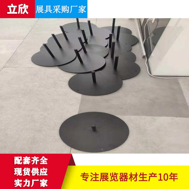 八棱柱圆盘底座  40方柱铝材展览展示架书画移动展板支撑圆盘底座