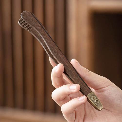 黑檀实木高档茶夹茶杯夹功夫茶具零配件家用泡茶夹子镊子洗杯夹子