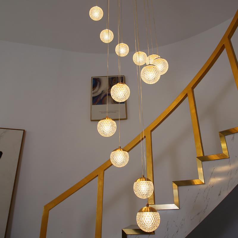 楼吊灯现代简约复式中轻奢墅亚克力吊创意别l梯oft公寓旋转亚空克