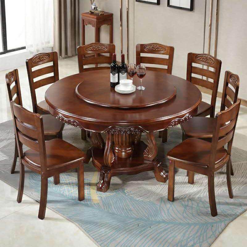实木餐桌椅组合中式圆形家用10人饭桌带转盘现代简约橡木大圆桌,住宅家具,板木餐桌,淘宝优惠券,粉丝福利购,淘宝优惠卷
