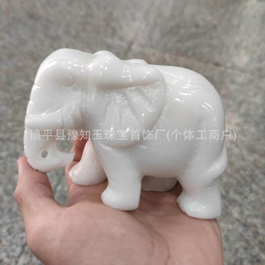 厂家阿富汗白玉吸水大象摆件家居办公装饰吉祥玉象摆件