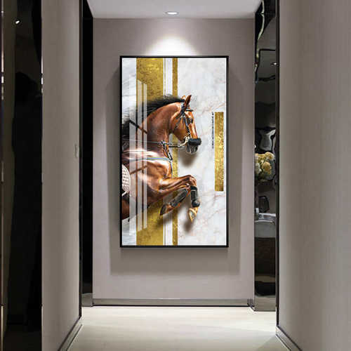 现代简约轻奢装饰画客厅背景墙挂画北欧玄关走廊过道餐厅马壁画竖