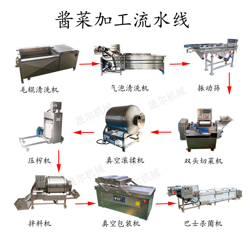 商用净菜深加工成套设备果蔬气泡清洗机切菜机酸豆角加工流水线