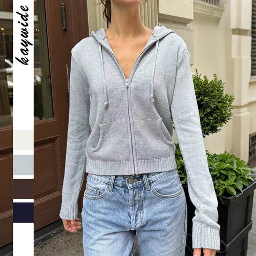 Long sleeved hoodie, outerwear, woolen women's clothing