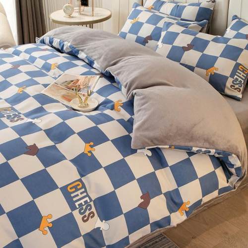 B0Z冬季A水洗棉B法面兰绒加被上套单件单绒weD4AB4X法莱绒床绒被