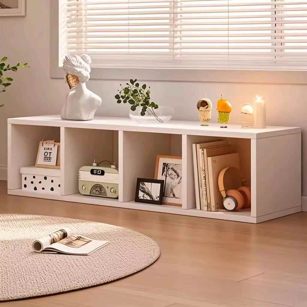 阳台矮桌子书桌收纳柜家用简易书架多层格子收纳柜客厅电视柜子