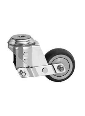 轮子静音不锈钢轮防酸脚轮tpr中型轮 万向弹簧防锈轮减震脚轮304