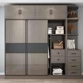 全实木现代简约家用卧室小户型成人衣橱出租房用简易推拉门画文伍