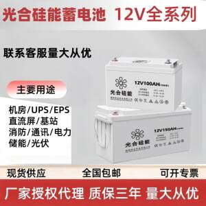光合硅能电池12V100AH200A大容量胶体储能电瓶太阳能板专用蓄电池