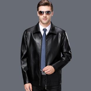 U爸爸休闲翻年领茄克中老男士 6179 皮夹克外 新士款 衣男皮春秋冬季