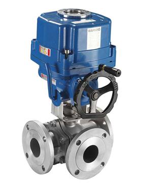 Q945F-16P电动三通阀门DN250不锈钢304电动三通T型球阀DN300350