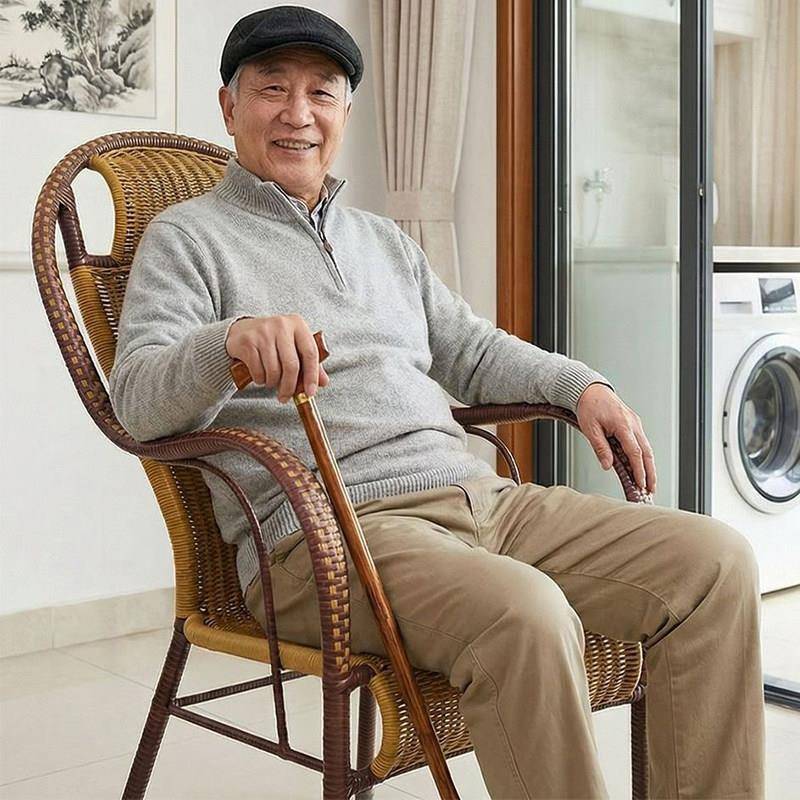 2026新款田园风藤编阳台椅编织成年人老年人休闲椅扶手椅成人座椅