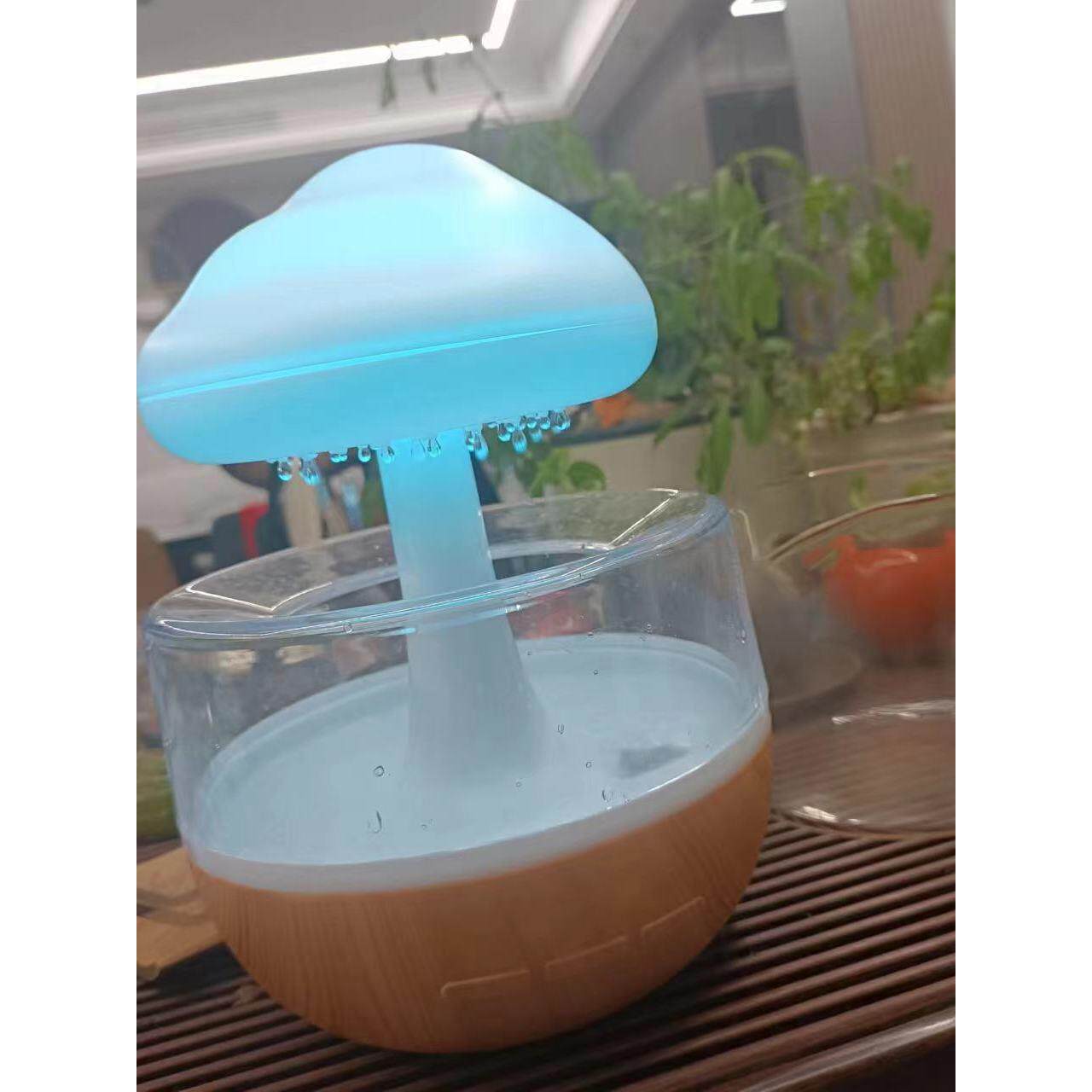 模拟氛雨声加湿器房间桌面意创助眠香薰雨色彩缤纷家居257围夜灯