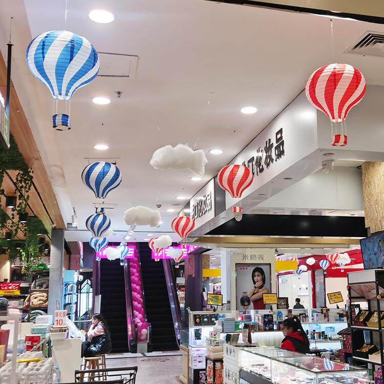 幼儿园教室场景布置热气球装饰品超市空中吊饰店铺天花板悬吊式天