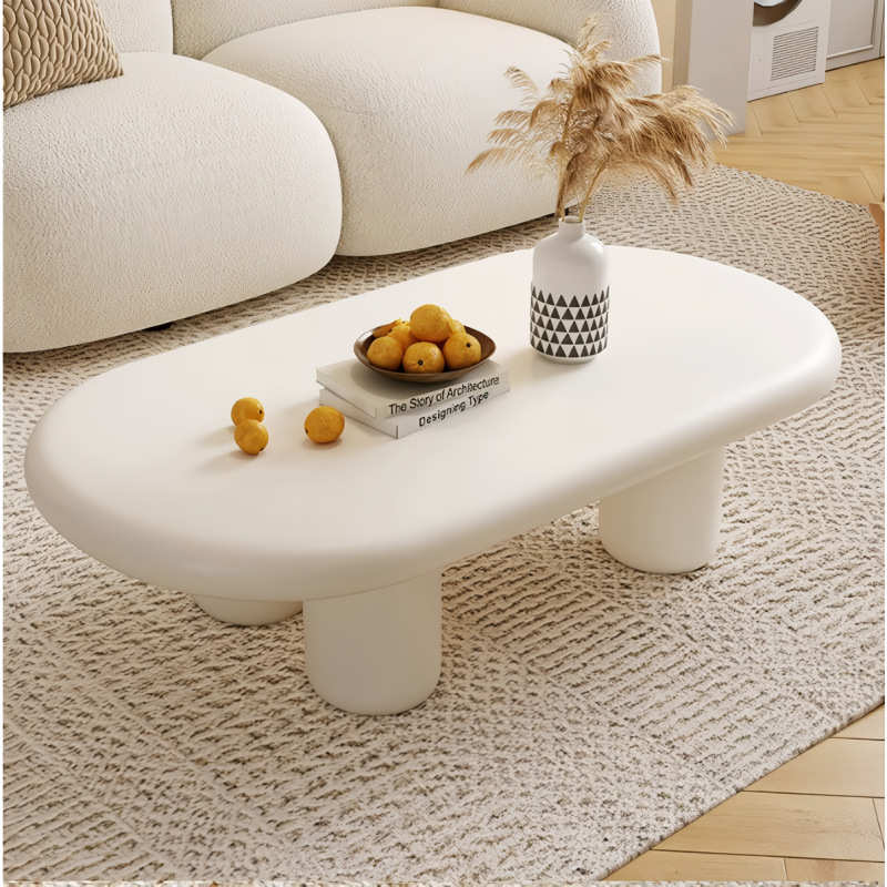奶油风民宿茶几小户型客厅简约现代椭圆公寓家用小桌子ins风网红