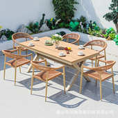 户外拉绳桌椅现代轻奢铝材庭院桌椅户外花园防滑抗撕裂金属桌椅