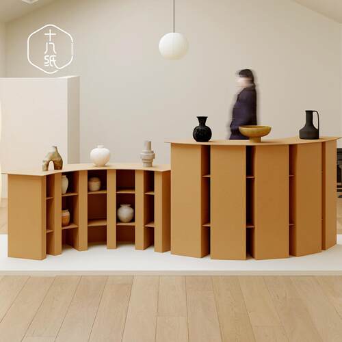 十八纸瓦楞纸UU展示架展会展示柜商用产品陈列柜桌创意吧台环保桌
